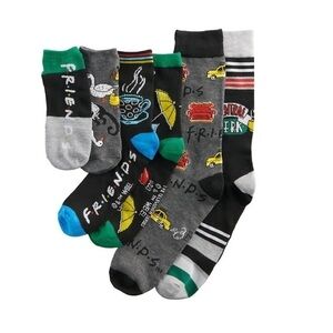 NWT - Men's Friends 6-Pack Variety Socks- shoe size:6-12